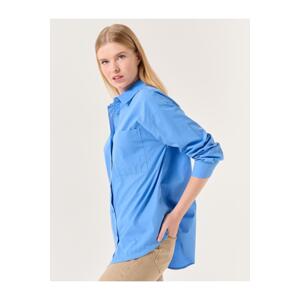 Jimmy Key Dark Blue Straight Cut Long Sleeve Woven Shirt