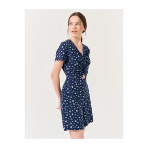 Jimmy Key Navy Blue Short Sleeve Floral Patterned Jumpsuit