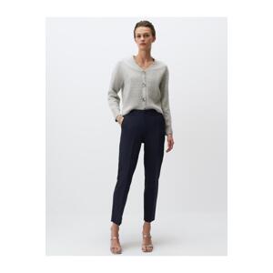 Jimmy Key Navy Blue High Waist Regular Leg Striped Trousers