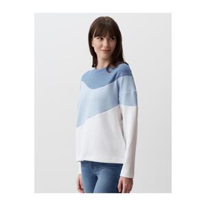 Jimmy Key Blue Long Sleeve Color Block Sweatshirt