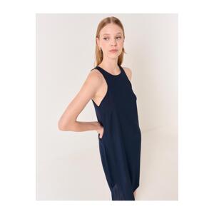 Jimmy Key Navy Blue Crew Neck Sleeveless Woven Dress