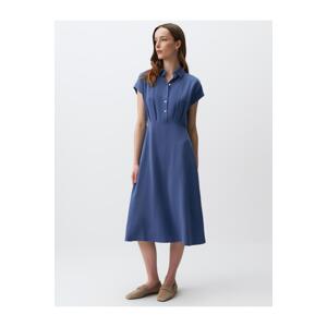 Jimmy Key Dusty Blue Shirt Collar Sleeveless Midi Dress