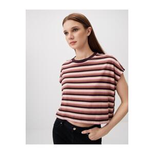 Jimmy Key Brown Crew Neck Short Sleeve Striped Knitted T-Shirt