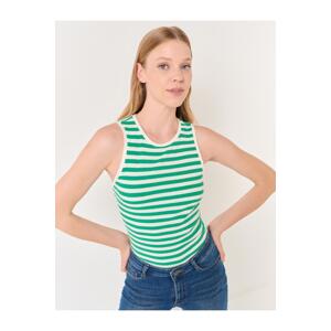 Jimmy Key Dark Green Crew Neck Sleeveless Striped Singlet