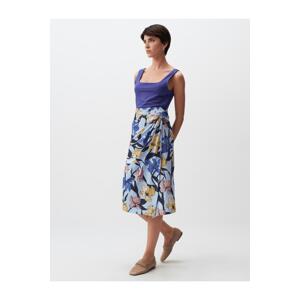 Jimmy Key Light Blue Gathered Detailed Floral Midi Skirt