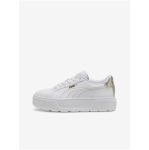 White Women's Leather Sneakers on Puma Metallic Shine Platform - Women