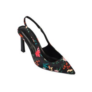 Capone Outfitters Women's Open Back Pointed Toe High Heeled Floral Patterned Shoes