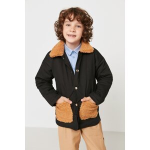 Trendyol Black Color Block Plush Detailed Boys' Coat