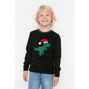 Trendyol Boy Black Dinosaur Jacquard Knitwear Sweater