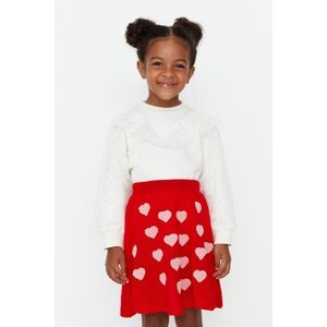 Trendyol Girls' Knitted Thin Sweatshirt with Tulle Detailed Ecru