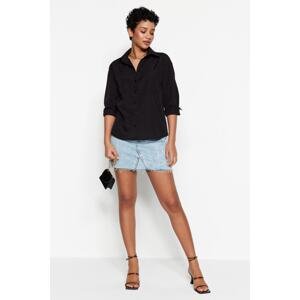 Trendyol Black Basic Oversize Woven Cotton Shirt