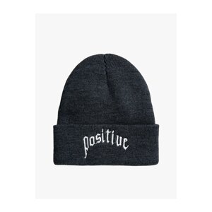 Koton Basic Knitted Beret with Slogan Embroidered Fold Detail