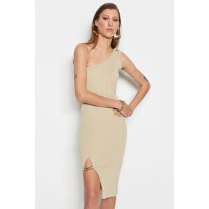 Trendyol Beige Mini Knitwear Chain Detailed Dress