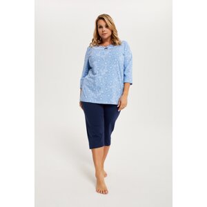 Women's pyjamas Cicada 3/4 sleeve, 3/4 leg - print/navy blue