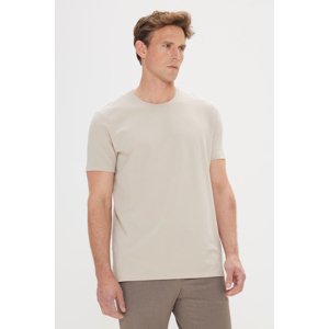 ALTINYILDIZ CLASSICS Men's Beige Slim Fit Slim Fit Crew Neck Short Sleeve Soft Touch Basic T-Shirt