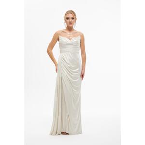 Carmen Ecru Shiny Knitted Strapless Long Wedding Dress