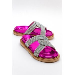 LuviShoes AIDA Fuchsia Stone Women's Slippers