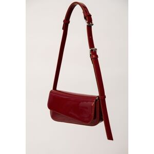 Madamra Burgundy Patent Leather Women's Asymmetric Cut Cuff Bag