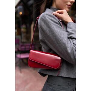 Madamra Burgundy Women's Mia Asymmetric Cut Cuff Bag