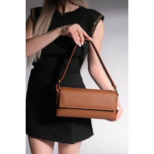 Marjin Women's Belt Detail Magnet Closure Shoulder Bag Nera Taba