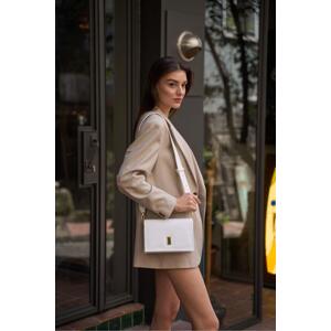 Madamra White Women's Gold Detailed Thick Strap Shoulder Bag