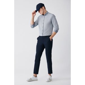 Avva Navy Blue Bi-stretch Elastic Waist Lightweight Relaxed Fit Chino Trousers