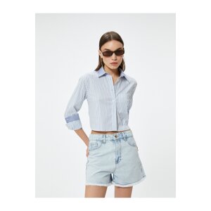 Koton Denim Shorts High Waist Pocket Tasseled Cotton Cotton