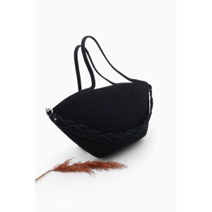 Marjin Women's Handmade Knitted Shoulder Bag Merde Black