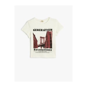 Koton T-Shirt Short Sleeve Crew Neck City Printed Cotton