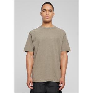 Love Yourself First Acid Washed Heavy Oversize Men's T-Shirt - khaki