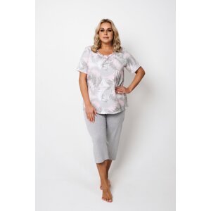 Women's pyjamas Bartonia, short sleeves, 3/4 legs - print/melange