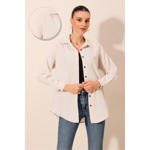 Bigdart 20203 Oversize Basic Linen Shirt - Cream