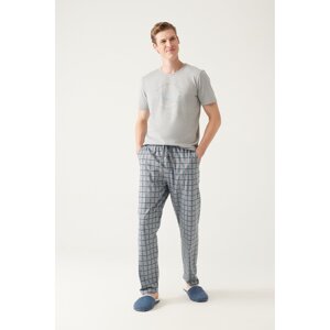 Avva Men's Gray Crew Neck 100% Cotton Special Boxed Short Sleeve Pajama Set