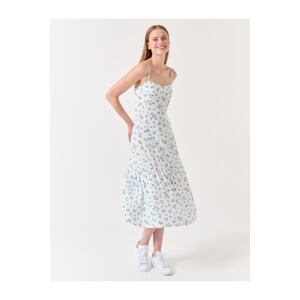 Jimmy Key Ecru Strappy Flower Patterned Midi Dress