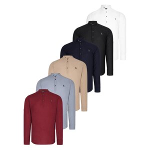 SET OF SIX G783 DEWBERRY JUDGE COLLAR SHIRT-BLACK-WHITE-NAVY-GREY-BEIGE-BURGUNDY