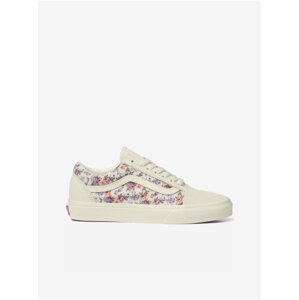 Creamy Women's Floral Suede Sneakers VANS Old Skool - Women