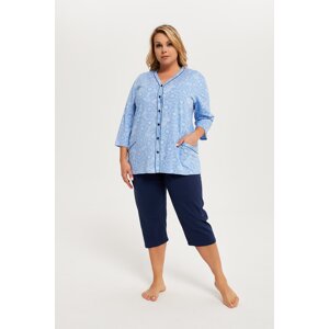Women's pyjamas Jomala 3/4 sleeve, 3/4 legs - print/navy blue