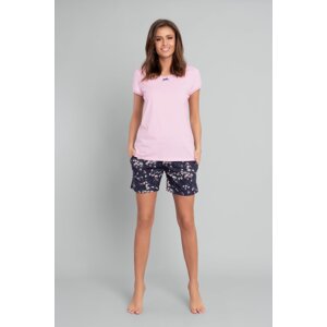 Women's pajamas Celestina, short sleeves, short legs - pink/print