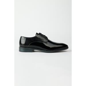 ALTINYILDIZ CLASSICS Men's Black 100% Leather Classic Patent Leather Shoes.
