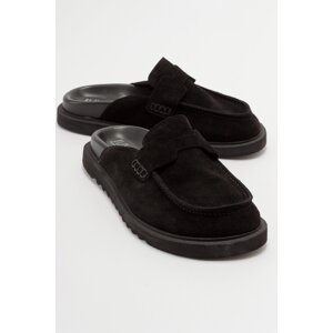 LuviShoes LAVEN Black Suede Genuine Leather Women's Slippers