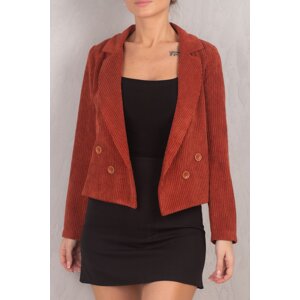 armonika Women's Tile Double Breasted Collar Velvet Crop Jacket