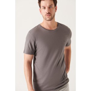 Avva Men's Anthracite Ultrasoft Crew Neck Plain Standard Fit Normal Cut Modal T-shirt