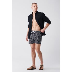 Avva Men's Black Quick Dry Printed Standard Size Swimwear Marine Shorts