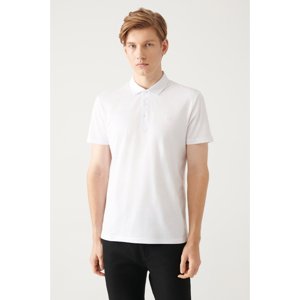 Avva Men's White 100% Cotton Regular Fit 3 Button Roll-Up Polo T-shirt