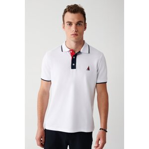 Avva Men's White 100% Cotton Marine Printed Regular Fit Polo Neck T-shirt