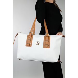 LuviShoes YORKTAN Women's White Camel Shoulder Bag