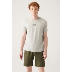 Avva Men's Light Gray Crew Neck Printed T-shirt