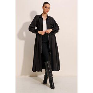 Bigdart 5912 Zippered Long Trench Coat - Black