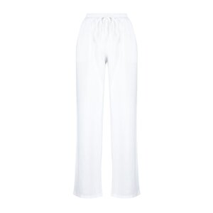 Trendyol White 100% Linen Elastic Waist High Waist Wide Leg Trousers