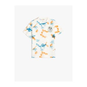 Koton T-Shirt Palm Print Tie-Dye Pattern Short Sleeve Cotton